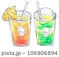 水彩イラスト-オレンジジュースとメロンクリームソーダ 106806894