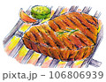 水彩画-網焼きステーキ 106806939