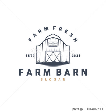 Barn Farm Logo Minimalist Vintage Rustic Design Vector Illustration 106807411
