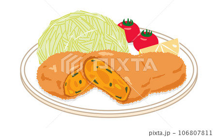 皿に乗ったかぼちゃコロッケ 皿に乗ったかぼちゃコロッケ 106807811