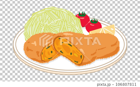 皿に乗ったかぼちゃコロッケ 皿に乗ったかぼちゃコロッケ 106807811