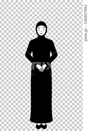 伊斯蘭婦女雙手合十鞠躬 伊斯蘭婦女雙手合十鞠躬 106807862
