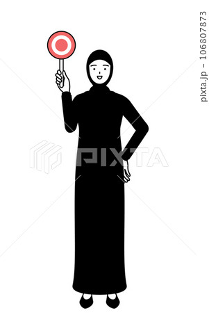 正解を示すマルの棒を持つイスラムの女性 106807873