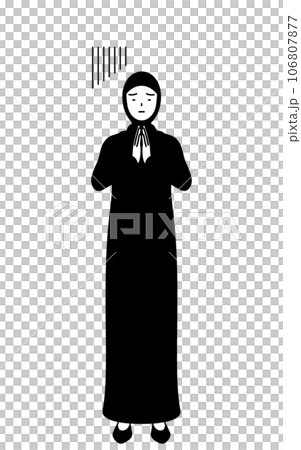 体の前で手を合わせて謝るイスラムの女性 106807877