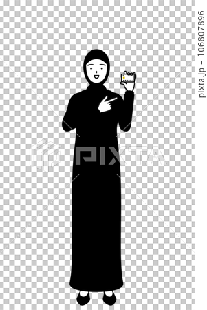Islamic woman recommending credit card payment Islamic woman recommending credit card payment 106807896