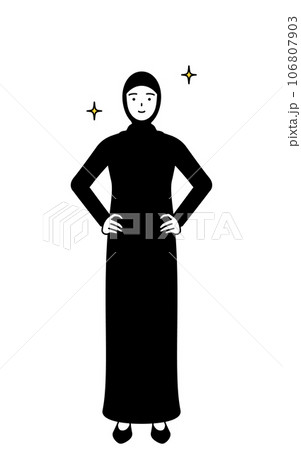 両手を腰に当てたイスラムの女性 106807903