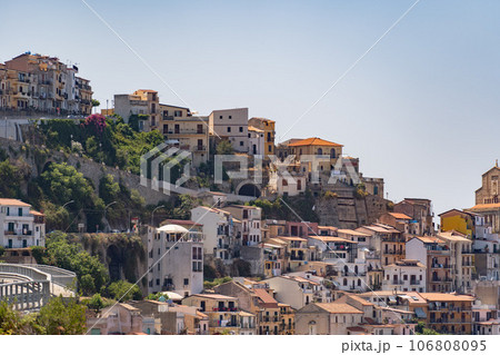 Beautiful colorful cityscape on the mountains over Mediterranean