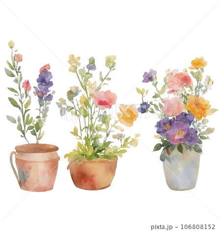 flower pot watercolor flower pot watercolor 106808152