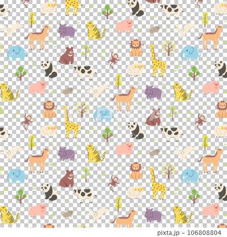 Cute animal illustration pattern 106808804