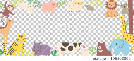 かわいい動物のイラストのフレーム かわいい動物のイラストのフレーム 106808806