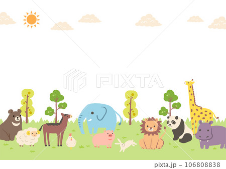 かわいい動物のイラストのフレーム 106808838