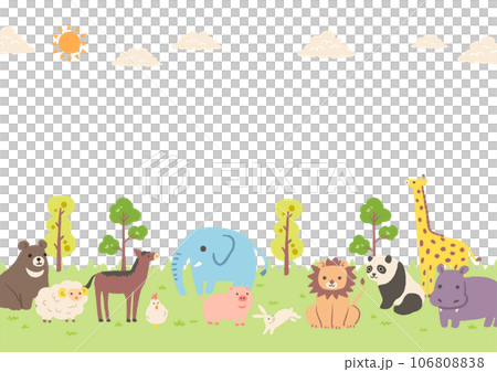 かわいい動物のイラストのフレーム 106808838