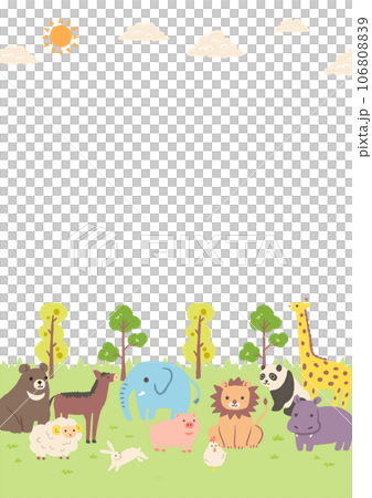 可愛的動物插畫框架 可愛的動物插畫框架 106808839