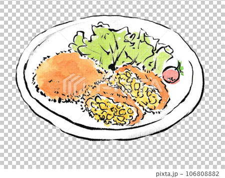 水彩餡料突出的玉米炸丸子 106808882