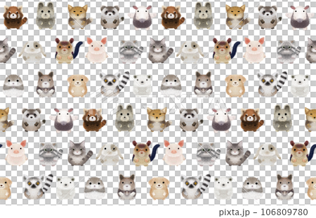 フワフワ動物B シームレスパターン①  PNG 106809780