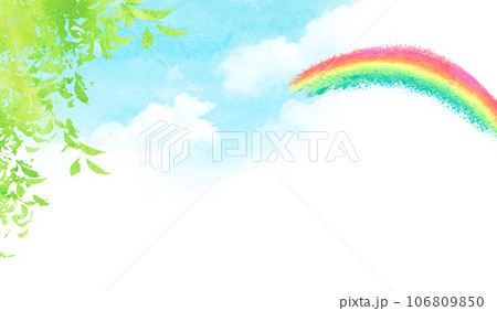 新緑と虹の背景素材 水彩イラスト 新緑と虹の背景素材 水彩イラスト 106809850