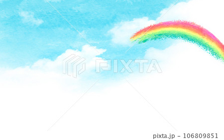 新緑と虹の背景素材 水彩イラスト 新緑と虹の背景素材 水彩イラスト 106809851
