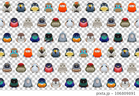 フワフワ鳥C  シームレスパターン①  PNG 106809891