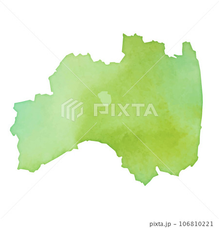 水彩風の福島県地図のイラスト 106810221