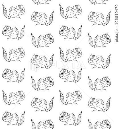 Vector seamless pattern of hand drawn chipmunk 106810470