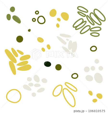 Set of abstract vector circles of various shapes in autumn colors. Isolated objects for scrapbooking, textile or book covers, wallpapers, design, graphic art, printing, hobby, invitation 106810575