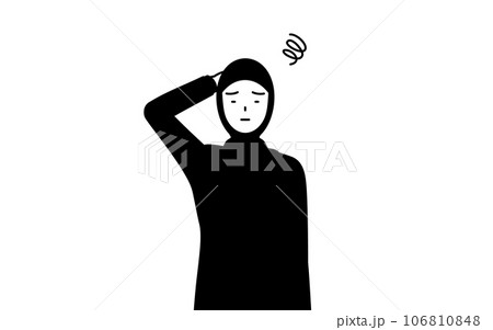 困って頭をかくイスラムの女性 困って頭をかくイスラムの女性 106810848