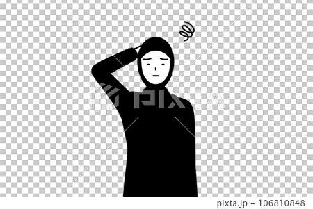 陷入困境的穆斯林婦女撓頭 106810848