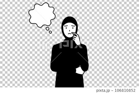 顔をかきながら考えるイスラムの女性 顔をかきながら考えるイスラムの女性 106810852