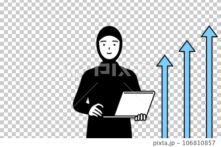 業務改善成功的伊斯蘭女性 DX 的形象 業務改善成功的伊斯蘭女性 DX 的形象 106810857