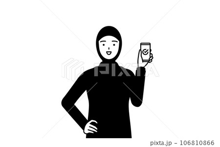仕事でスマホを使うイスラムの女性 106810866