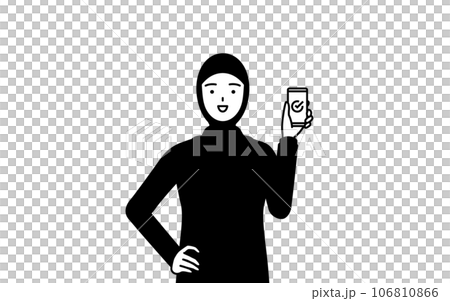 仕事でスマホを使うイスラムの女性 106810866