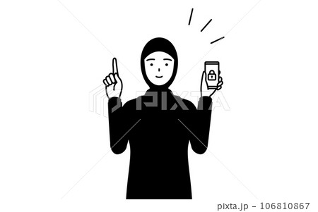 スマホのセキュリティ対策をするイスラムの女性 106810867