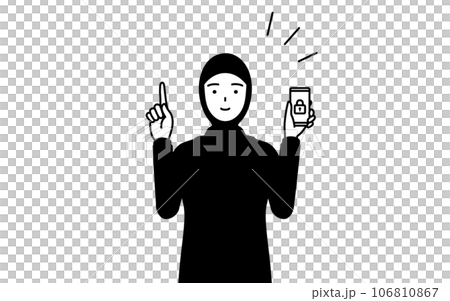 スマホのセキュリティ対策をするイスラムの女性 スマホのセキュリティ対策をするイスラムの女性 106810867
