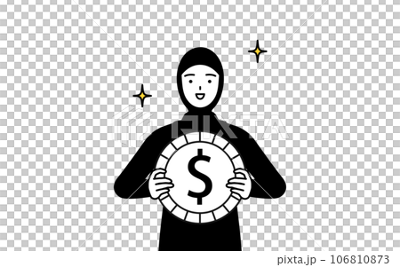 為替差益やドル高のイメージ、イスラムの女性 106810873