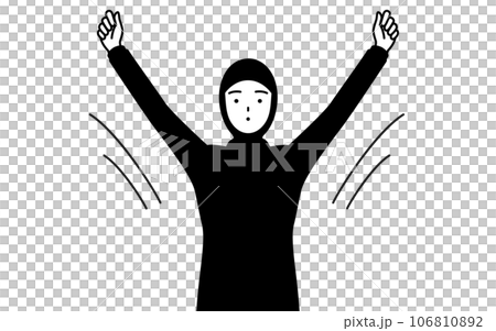 ラジオ体操をするイスラムの女性 106810892