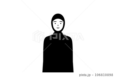 正面を向いた笑顔のイスラムの女性 106810898