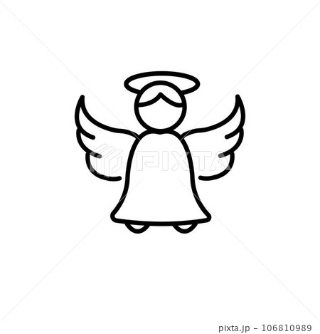 Holy angel line icon. linear style sign for mobile concept and web design. Angel with wings and halo outline vector symbol. Symbol, logo illustration. 106810989