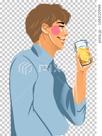man happily drinking beer man happily drinking beer 106810999