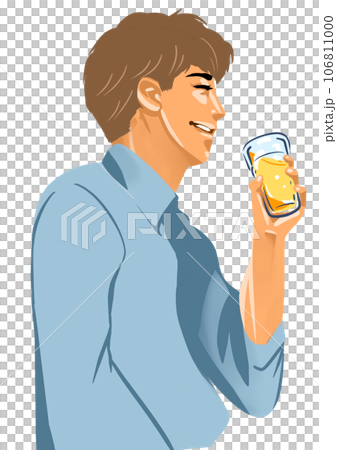 man happily drinking beer man happily drinking beer 106811000