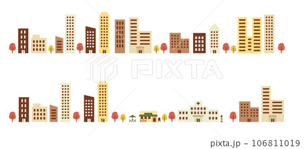 秋のビル街のイラストセット 106811019