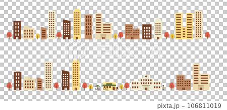 秋のビル街のイラストセット 106811019
