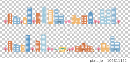 Spring building street illustration set 106811132