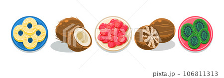 Dried Fruit Sweet Food and Healthy Snack Vector Set Dried Fruit Sweet Food and Healthy Snack Vector Set 106811313