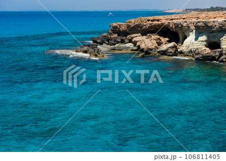 Sea caves near Ayia Napa, Mediterranean sea coast, Cyprus Sea caves near Ayia Napa, Mediterranean sea coast, Cyprus 106811405