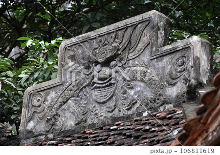 Antique carving in stone with mythical motif. Bich Dong pagoda, Vietnam 106811619