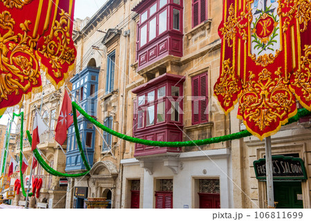 Streets of Valletta during a religious feast 106811699