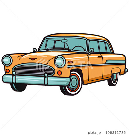 classic, automobile, car, retro, vehicle, cartoon, illustration, transportation, auto, design, vintage, isolated, transport, automotive, wheel, race, style, motor, speed, drive, engine, graphic, trave 106811786