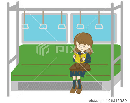 電車で座って読書をする学生の女の子 電車で座って読書をする学生の女の子 106812389
