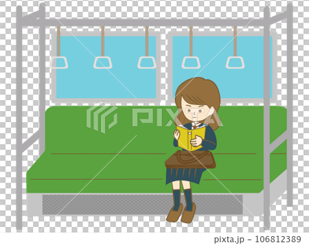 電車で座って読書をする学生の女の子 電車で座って読書をする学生の女の子 106812389