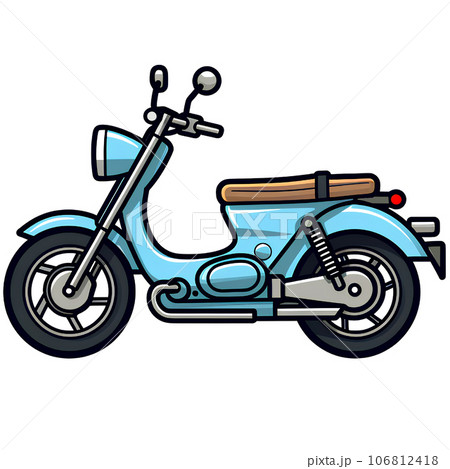 cartoon, illustration, motorcycle, bike, motor, motorbike, isolated, transportation, transport, design, sport, vehicle, character, ride, biker, speed, race, helmet, rider, drive, fast, scooter, man 106812418